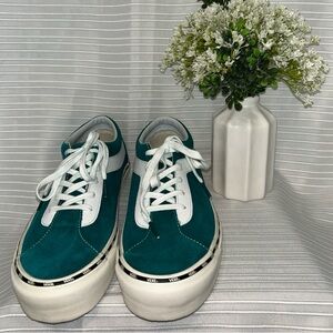 Vans Off the Wall Shoes Sneakers Mens Size 10.5 Womens 12 Teal Vans Logo